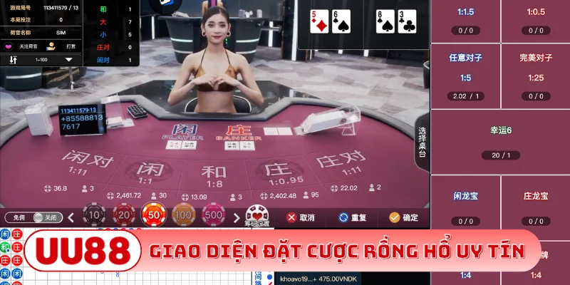 Giao diện đặt cược rồng hổ uy tín