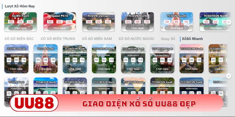 Giao diện xổ số UU88 đẹp