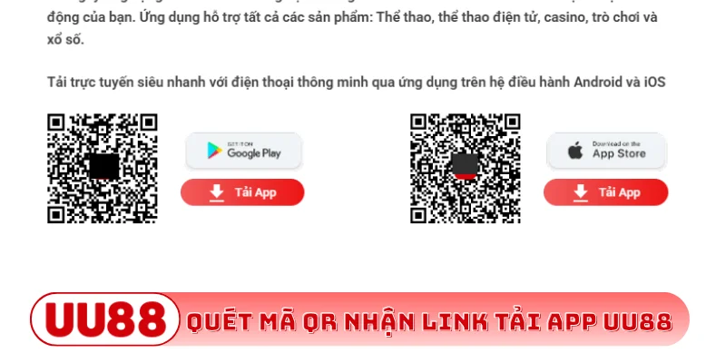 Quét mã QR nhận link tải app UU88